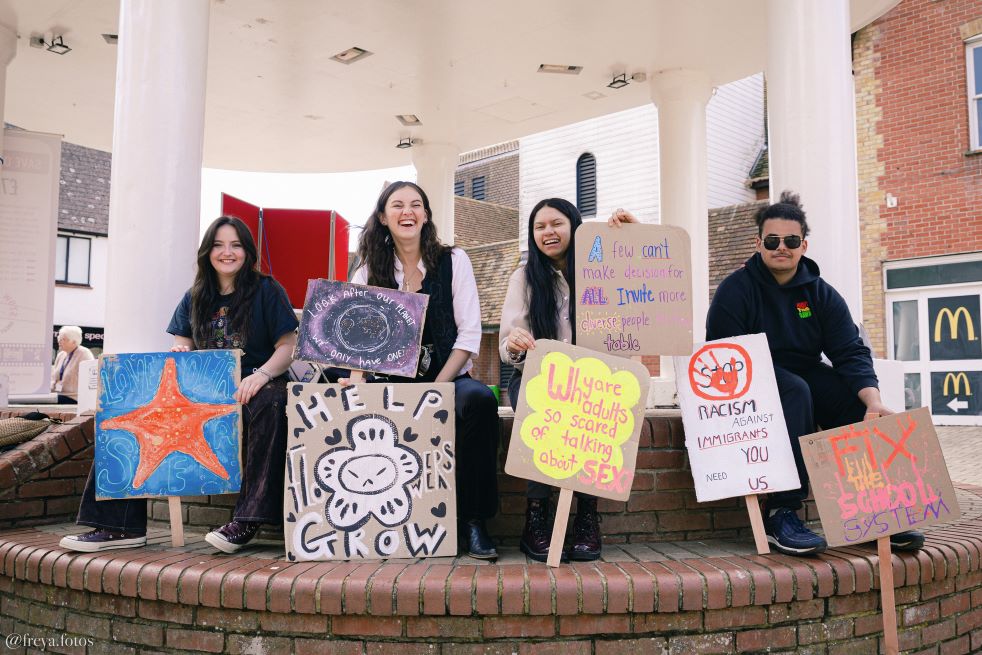 Spark! members Erin, Rebecca, Georgia and Jaiden at the Bandstand in South Woodham Ferrers (Photography credit: Freya Photos)